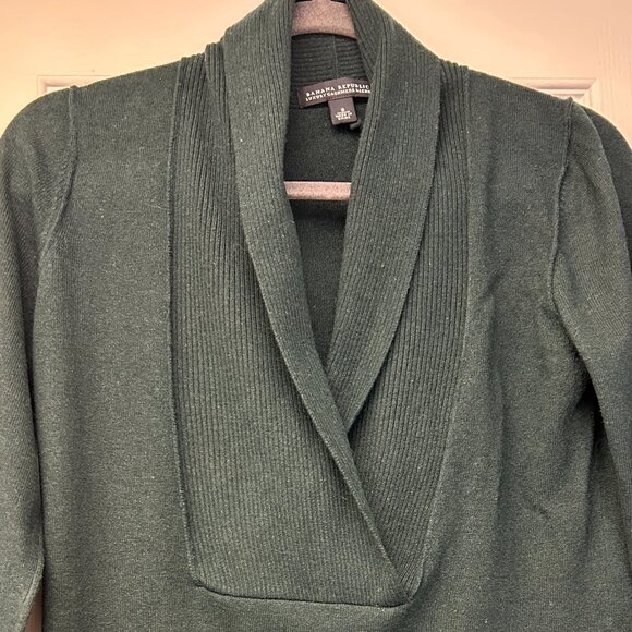 Womens Hunter Green Shawl Collar Cashmere Blend Sweater Size Small - Picture 2 of 10